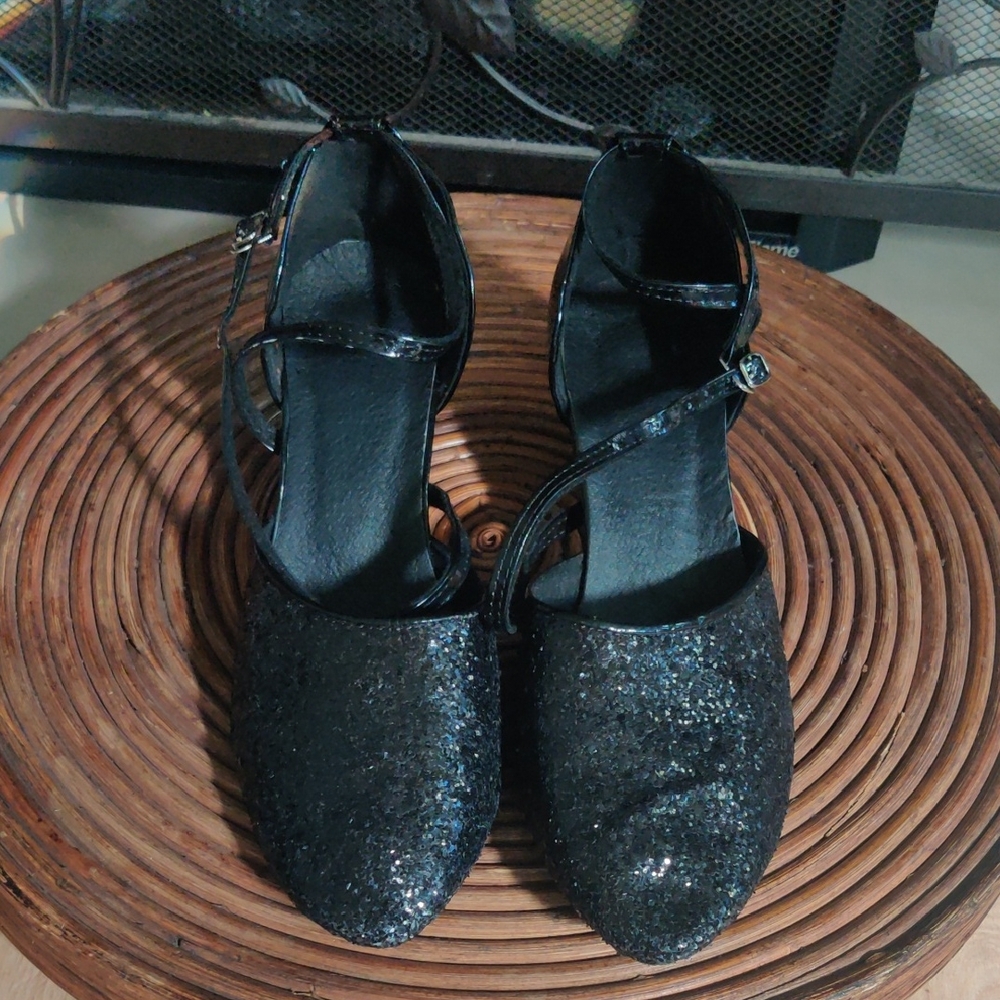 Ballroom Black Glitter Heels 10.5